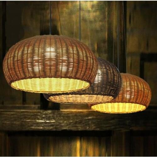 D36/46CM Bamboo rattan lantern pendant lights simple Japanese living room restaurant study cafe lighting pendant lamps ZA zb50