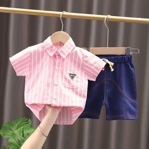 Children Sets 2021 New Small and Medium-sized Children Clothes Boys Summer Short-sleeved Shirt Two-piece Sports Suit