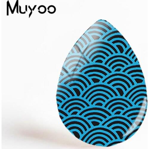 2019 New Ocean Wave Glass Cabochon Japanese Art Handmade Photo Jewelry Tear Drop Cabochons