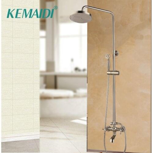 KEMAIDI New Style Free Brushed Nickel shower sets shower Faucet With Brass Handshower And Hot and Cold Shower Mixer Faucets