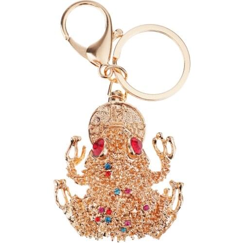 Riches Money Toad Coin Frog Keychain Rhinestone Keyring Creative