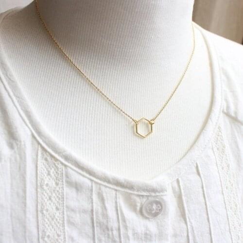 LISMLISM Necklaces Jewelry Lovers Simple Trendy Girl Hexagon Choker Yellow Gold Color Classic Necklace Chain Women Collier