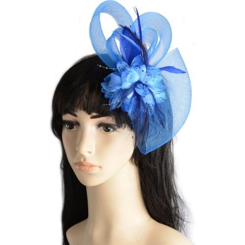 Trendy Women Exquisite Fascinator Hat Cocktail Wedding Party Church Headpiece Fashion Headwear Fancy Feather Hair Clip Jewelry