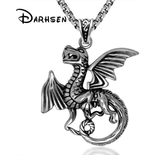 FATE LOVE New of 2021 Male Men Animal Dragon Necklaces & Pendants Stainless Steel Box Chain Fashion jewelry Boyfriend Gift