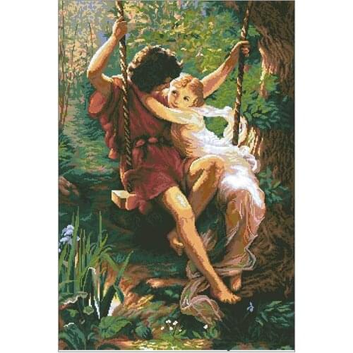 Hot Embroidery The First Love Couples Best Cross Stitch Pattern Maker Free with 100% Cotton Floss & Free Shipping for Wall Decor