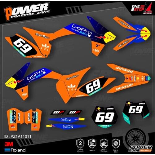 PowerZone Custom Team Graphics Backgrounds Decals 3M Stickers Kit For KTM SX SXF MX 11-12 EXC XCW Enduro 12-13 125 to 500cc 11