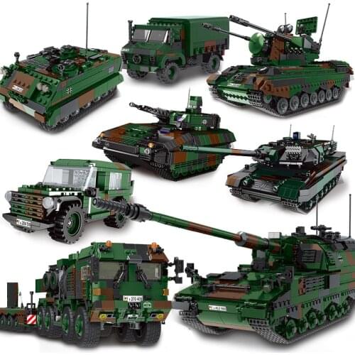 WW2 Germany Army Military Vehicle Sets Building Blocks Bricks Toys World War II 2 Panther Tanks Unimog Truck MAN HX81 Carrier