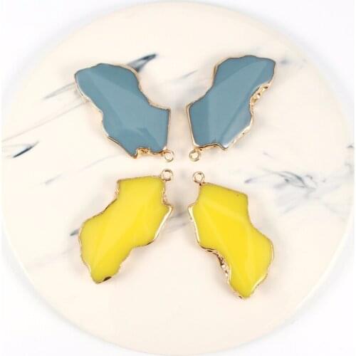 1pc New Jewelry Finding Gold Color Irregular Pendant Resin Charms Bracelet Crafts Earrings Drop Diy Making Necklace F110