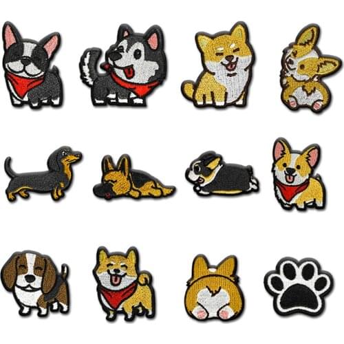 DIY Clothes Embroidery Corgi / Dachshund/ Husky Patch Embroidery Patches For Clothing Cute Dog Animal Iron-On Patches On Clothes