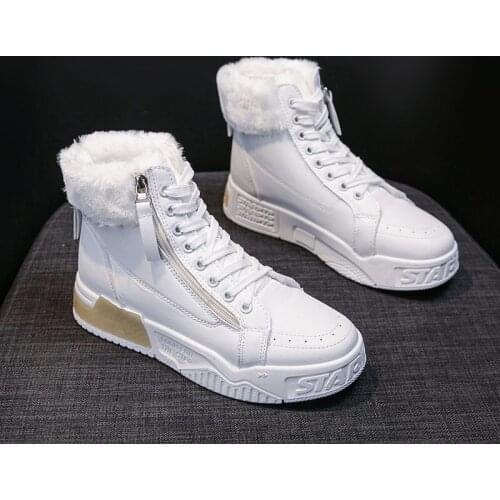 New Warm Plush Winter Boots for Women Shoes Woman Lace up Zipper Fur Ankle Boots Autumn Thick Bottom Chunky Sneakers Plus Size