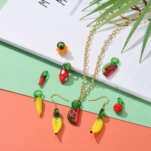 60pcs/Box Handmade Lampwork Fruit Vegetable Pendants Mix Shape for necklace jewelry making DIY Decor Accessories