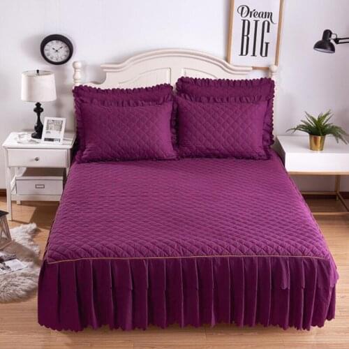 Bedding Bed Skirt Bed Cover Thichken Bed Skirt Bedsheet Home Hotel Bed Cover Couvre Lit Bedspread Mattress Protector Solid Color