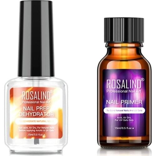 15ml Professional Natural Nail Primer and Prep Dehydrator Set Long Lasting Fast Air Dry Bright Nail Polish For Home DIY Nail Art