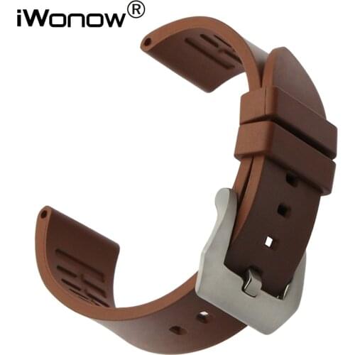 22mm 24mm Fluororubber Watchband for Maurice Lacroix Hamilton Diesel Fossil Rubber Watch Band Stainless Steel Buckle Wrist Strap