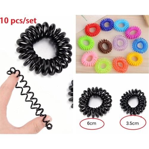 10PCS/lot Hair Ties Gum Telephone Wire Rubber Band Headwear Rope Spiral Shape Elastic Hair Bands Girls Hair Accessories