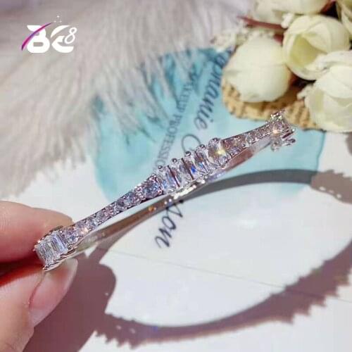 Be 8 Luxury AAA+Zircoina Bangle for Woman Dress , Trendy Exquisite Micro Pave CZ Crystal Cuff Bracelet Bangle for Gift B117