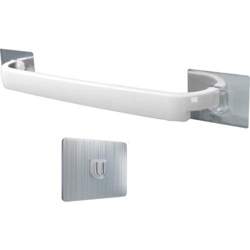 Self Adhesive Wall Mounted Bathroom Towel Bar Shelf Rack Holder Toilet Roll Paper Hanging Hanger Multifunctional Plastic Holder