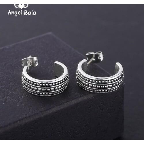 Women Gifts Genuine 100% Ancient Silver color Stud Earrings To Buddha Earring Jewelry Brincos Drop Shipping