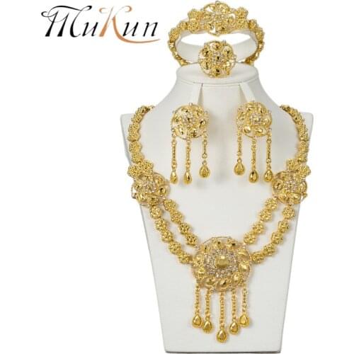 MUKUN 2018 High quality African Jewelry suit fashion female wedding jewelry gold accessories jewelry necklace earring jewellery