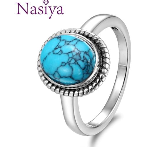 New Fashion 8x10 MM Oval Natural Turquoise Rings Womens 925 Silver Ring Vintage Fine Jewelry for Anniversary Gifts Wholesale