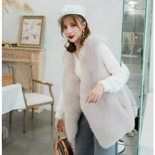 Vest Autumn Winter Real Fox Fur Coat Clothes Korean Vests Women Pink Jacket Chaqueta Mujer MY932