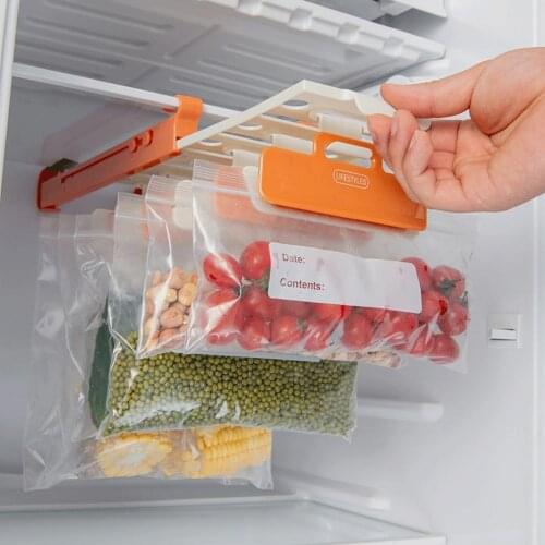 1 Set Fridge Drawer Organizer Retractable Space Saving PP Plastic Refrigerator Rail Rack Hanger for Kitchen