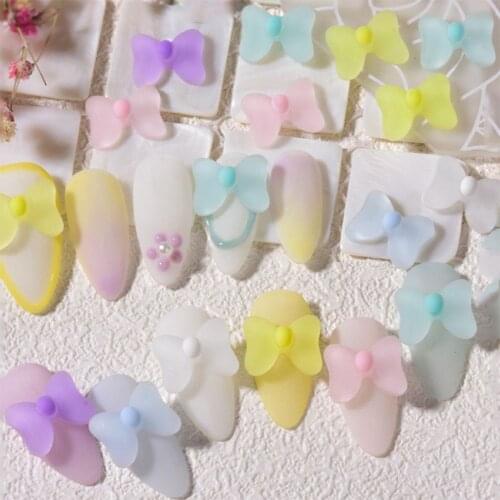 10 Pcs Frosted Jelly Bowknot Nail Art Jewelry Popular Exquisite Cute Nail Art Ornament Three-dimensional DIY Nail Art Decoration