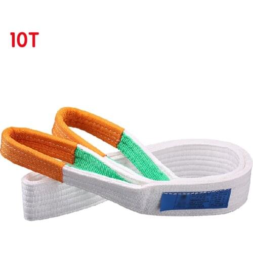 10T White Flat Lifting Webbing Sling Industrial High Strength Cargo Hoisting Belt Webbing Tape Belt Sling Fabric Strap