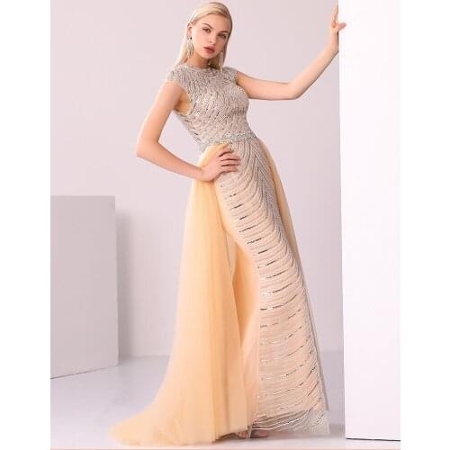 2019 new arrive evening dress long style pink color fashion dress evening dresses evening wear