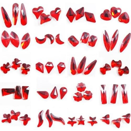 50 Pcs K9 Series High-end Nail Flat Glass Diamond Big Red Nail Diamond Diy Art Glamour Accessories Professional Nail Decoration