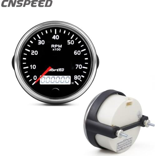 85MM Tachometer 0-8000RPM 12V/24V Tacho Meter Amber/White Light RPM Gauge With LCD Hourmeter For Gasoline Petrol Boat Car Marine