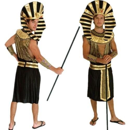Free Shipping Egyptian Pharaoh Costume Men Halloween Christmas Masquerade Prince King Fancy Dress Adult Cosplay Clothes