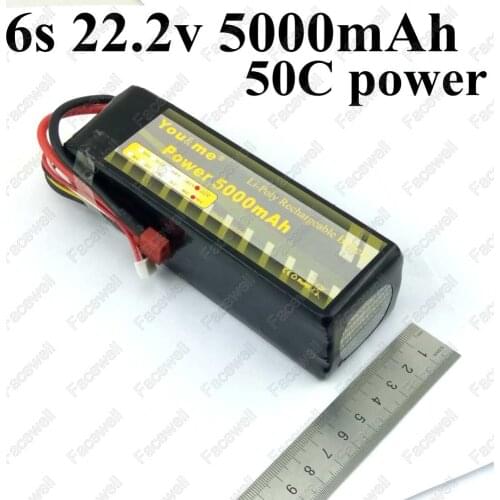 Brand lipo 6s lipo battery pack 5000mAh 50C rate 22.2v lipo battery 5Ah 5C fast charge XT60 T plug boat aircraft remote control