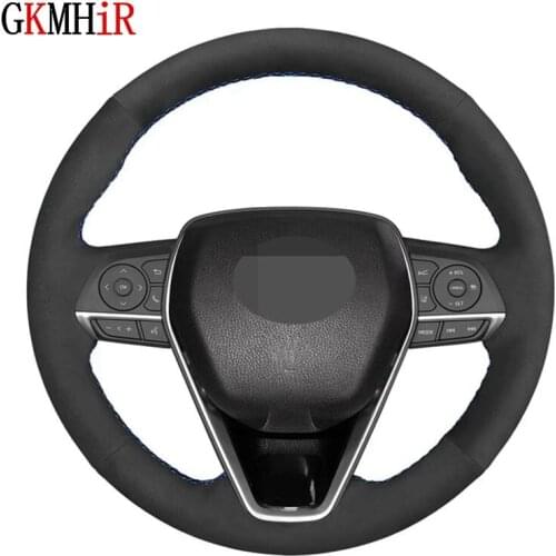 DIY Car Steering Wheel Cover Soft Black Suede For Toyota Avalon Camry 2018-2019 Crown 2018-2019 Corolla 2018 2019 2020 RAV4 2019