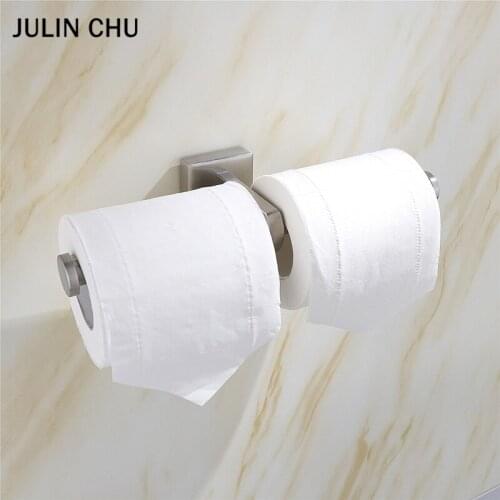 Double Toilet Paper Holder 304 Stainless stainless steel Bathroom WC Paper Towel Holders Sliver Double Tissue Hanger Roll Shelf