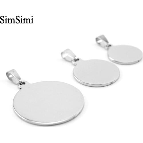 Round Charms Pendant Double Mirror High Polish Circle Dog Tags Outer Hole Stainless Steel Charm for Men 50 pcs Bulk
