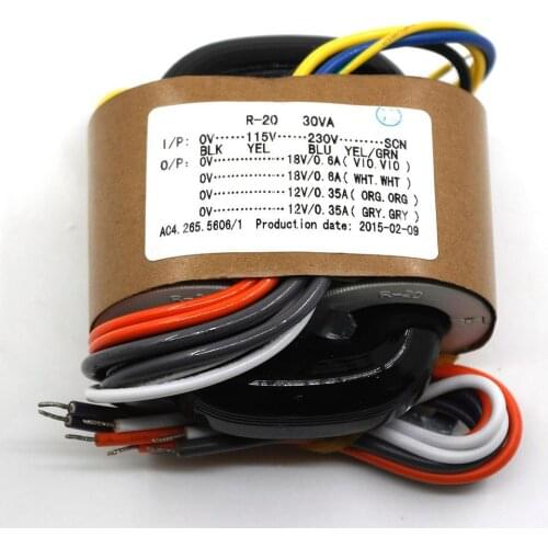 30VA Double 18V+ Double 12V Pure Copper Transformer 30W R Core Power Transformer For HiFi Audio Amplifier