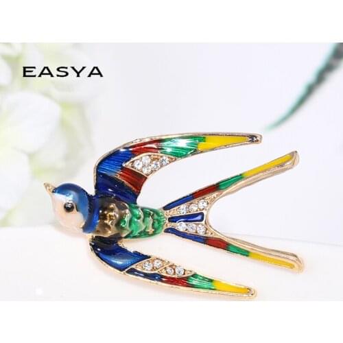 EASYA 3 Colors Cute Enamel Swallow Brooch For Women Metal Alloy Bird Scarf Pins Christmas Gift Clothing Accessories Jewelry
