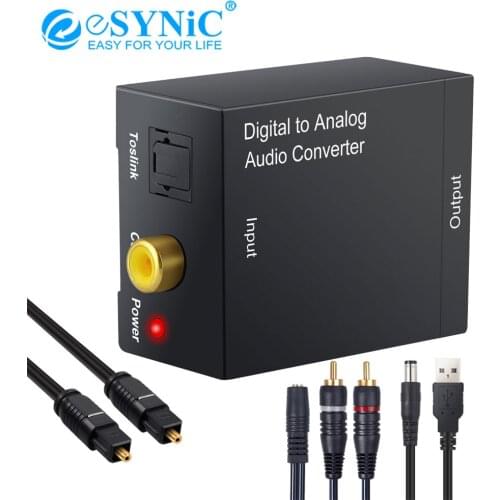 ESYNiC 96kHz DAC Digital to Analog Audio Converter Coax Coaxial Optical Toslink RCA R/L Support LPCM Digital Audio Signal Output