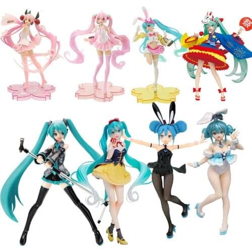 Hatsune Miku Anime Action Figure Q Posket 10cm Change Face Collection Multiple Accessories Model Doll Fans Kids Gift Home Decor
