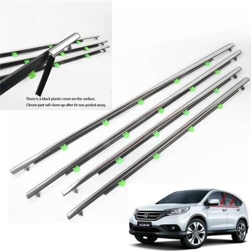 Chrome Outside Window Door Belt Weatherstrip Weather Strip Seals For Honda CRV CR-V 2007-2011 Automobile Car Accessories 4PCS