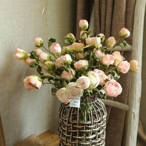 Artificial Rose Flower Party Decoration Fake Silk Rose Flower Bouquet Wedding Decor Simulation Flower Branch