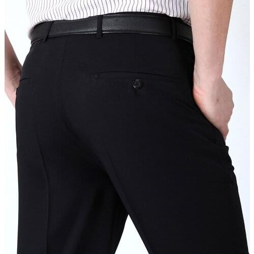 Large Size Men Classic Business Formal Pants Fashion Autumn Straight Slim Wedding Suit Pants Male Casual Office Trousers 3XMR35