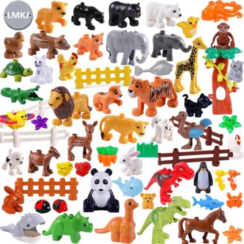 Diy Building Blocks Animals Models Dinosaur Deer Panda Elephant Tiger Figures Toys For Children