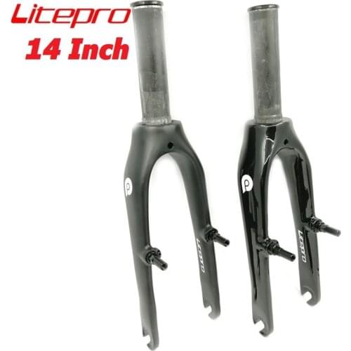 LITEPRO 14 Inch Carbon Front Fork 74mm 412 K3 14" Folding Bike Ultralight Carbon Fiber Fork Bright/Matte Black