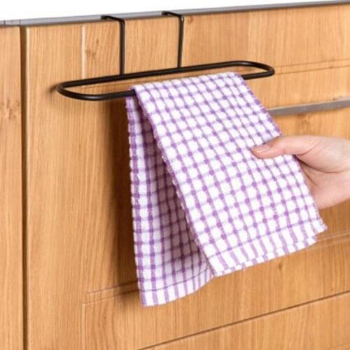 Metal Towel Rack Cabinet Cloth Holder Cupboard Towel Hanging Holder Kitchen Cupboard Cloth Hanger Home Drill Free Peeler Rack