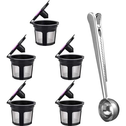 Reusable Compatible For K Cup Keurig 2.0 And 1.0 And MINI PLUS Series Machines,Stainless Steel Filter (Pack Of 5)-ABUX