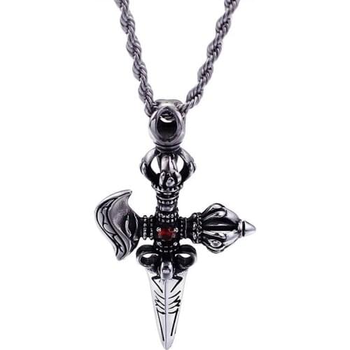 Retro Fashion Jewelry Buddhist Tools Titanium inlaid cross Vajra pendant mens pendant