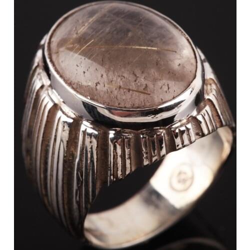 UM US JEWELRY Quartz Gemstone 925 Sterling Silver Men Ring