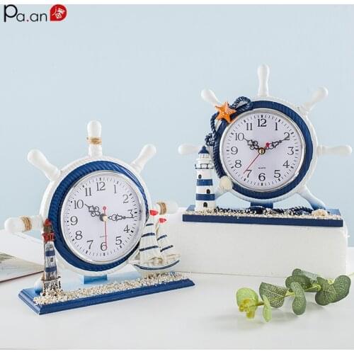 Bedroom Table Clock Living Room Wood Ornaments Mediterranean Creative Mute Clock Vintage Home Decoration Accessories Christmas